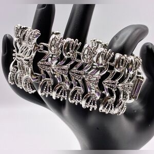 Vintage Chunky Silver Tone Bracelet with Silver Fringe Ends 7” Inches